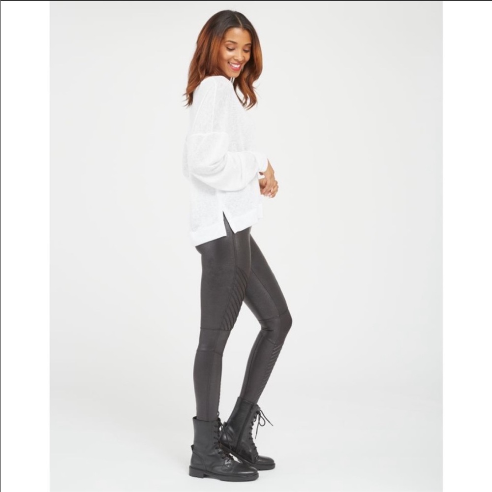 Spanx Faux Leather Moto Leggings - Picture 4 of 10